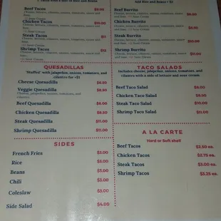 Taco &amp; More Menu