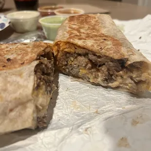 Inside of asada burrito (its thicker irl)
