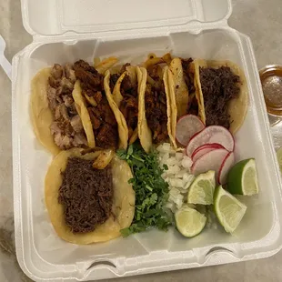 Pastor, Barbacoa, and Suadero Tacos