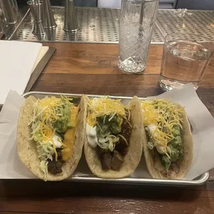 Chicken, Suadero, and Al Pastor Tacos