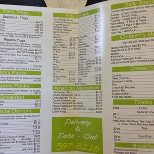 menu