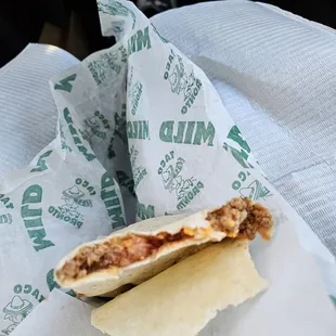 flat burrito with x cheese  I added.