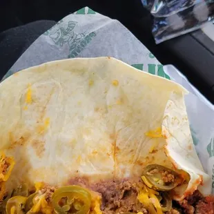 the inside of a burrito