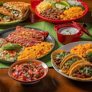 a table full of mexican food