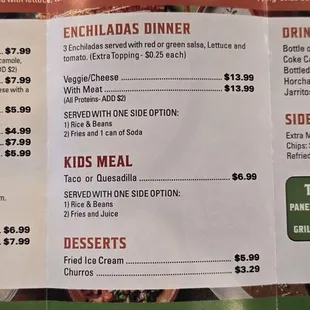 Menu as of 8/12/2024