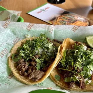 Barbacoa &amp; steak tacos, $7 w/soda on Tuesday