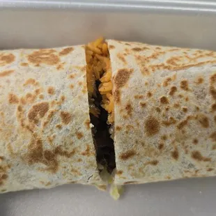 Outside of the burrito