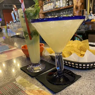 Large margarita and original mojito.