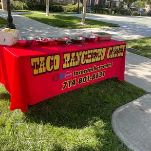 a taco ranchero catering table