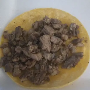 meat on a flour tortilla