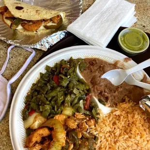 Quesadilla and variety plate.