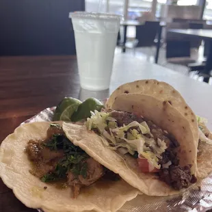 Taco de chicharron on corn tortilla.