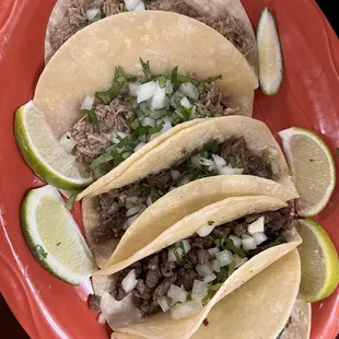 Lengua, brisket, &amp; chicken Single Street 5 Tacos