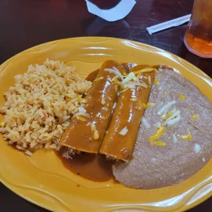 Brisket enchiladas with Ancho sauce.