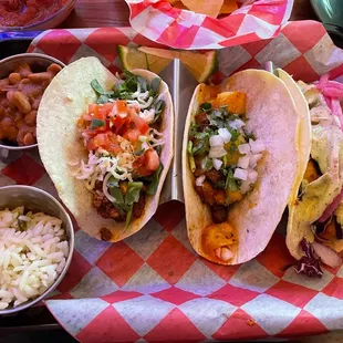 Tacos were good, sides of rice and beans were underwhelming