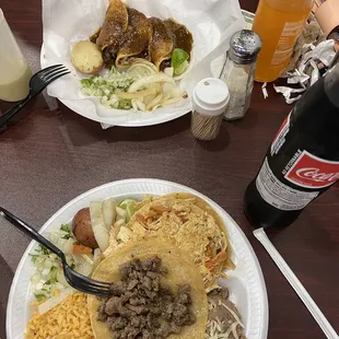 Taco plate and barbacoa tacos