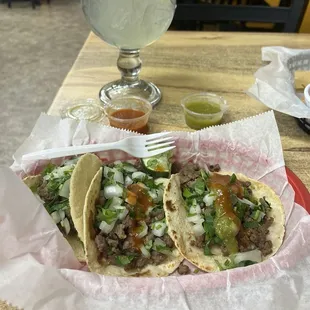 Traditional tacos with corn tortilla.