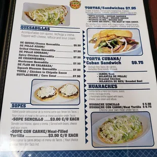 a menu for a mexican restaurant