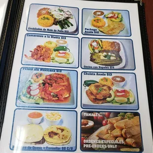 a menu for a mexican restaurant