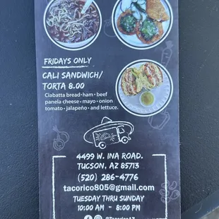 specials/schedule - you want the Birria!!