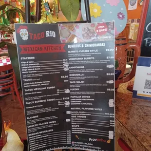 menu