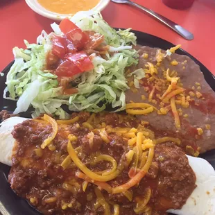 Burrito dinner, includes cheese dip and chips