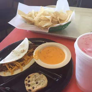 Kids meal--all this (drink included) for 4 dollars. Huge taco