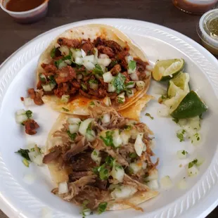 Carnitas and al pastor tacos- bomb