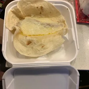 This is the $7.00 Smothered Burrito I ordered and I received nothing in it. Both restaurant employees and grub hub drivers need to check