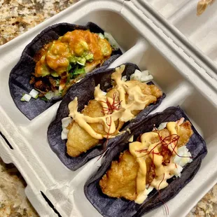 Carne asada and two fish tacos