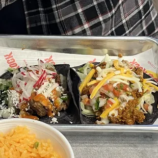 Carne asada on the left, gringo on the right