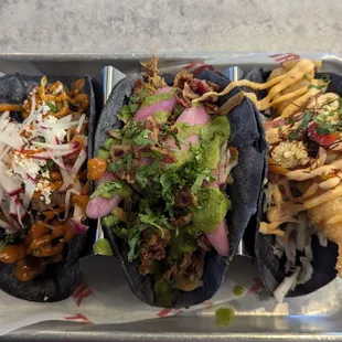 Carne asada, loaded carnitas, shake down shrimp
