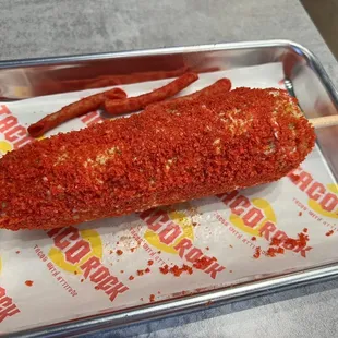 Spicy corn!  Messy but yum