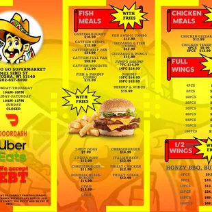 menu, burritos and wraps