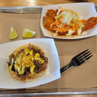 Korean Beef Taco, Crispy Buffalo Chicken Taco