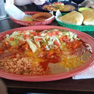 Grande Sopapilla Plate, Christmas (red &amp; green chile). This was enormous and difficult to finish.
