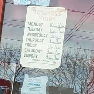 Hours as of 12/2016. You're welcome!