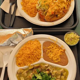 Chile Relleno Combo and Pork  Chile Verde combo with tortillas