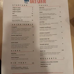 Food menu