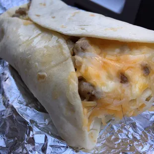 the inside of a burrito
