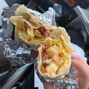 the inside of a burrito