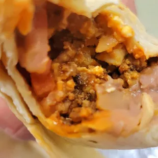 the inside of a burrito