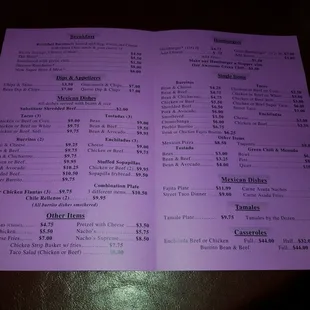 menu