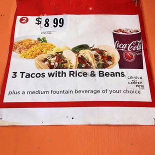 Menu #TacoSpecial