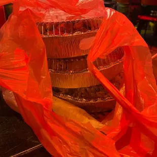 Three plates of leftovers. Two meals in one plenty of food. this place