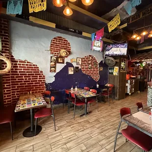 the interior of a mexican restaurant