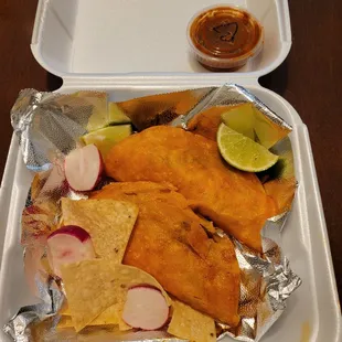 Two quesabirria tacos, which were 5.75 each. Soggy with flavorless meat. I wouldn&apos;t recommend it.