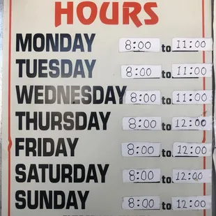 Updated business hours.