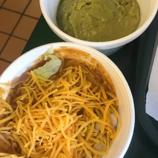 two bowls of taco sombrero and guacamole