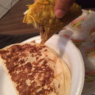 Chicken quesadilla &amp; taco